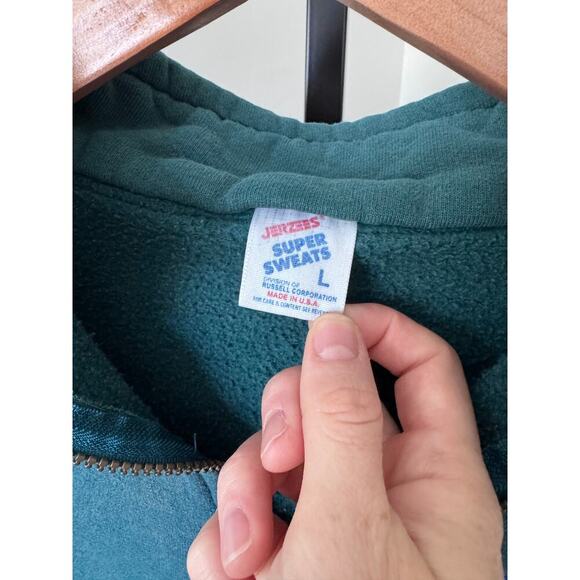 Jerzee Glacier Park Vintage 1/4 Zip Pullover Teal - Picture 6 of 6